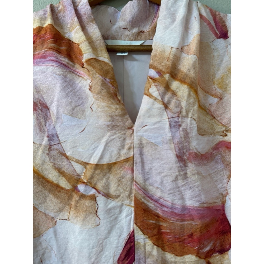 H&M Women's Ramadan Kaftan Maxi Dress Size L Oversized Artsy Watercolor Pink - Picture 4 of 10
